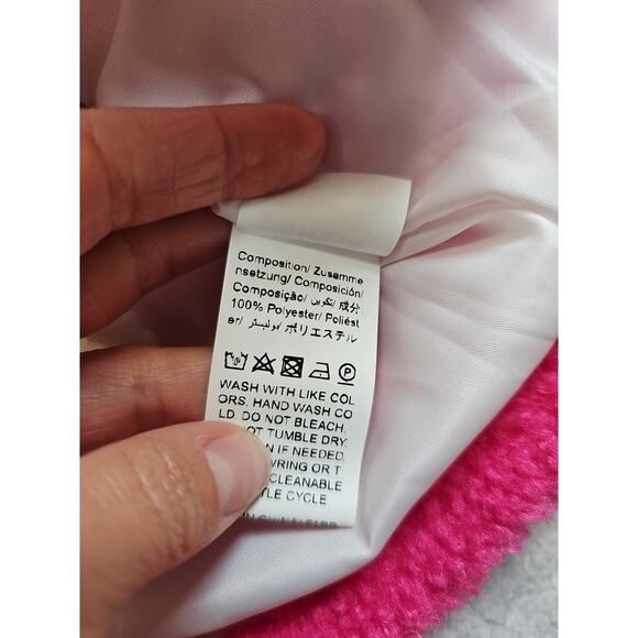 Flannel Shacket Girls 7 Pink & White Color Block Fleece - Picture 5 of 7